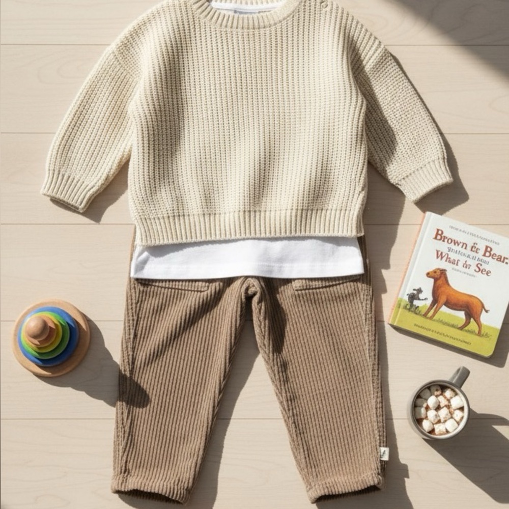 Organic easy peasy Kids Corduroy Pants in Tan